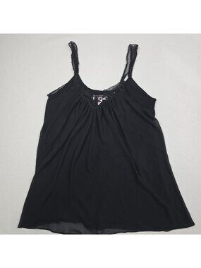 Oscar De La Renta Pink Label Womens XL Nightgown Black Lace Trim Nightie
